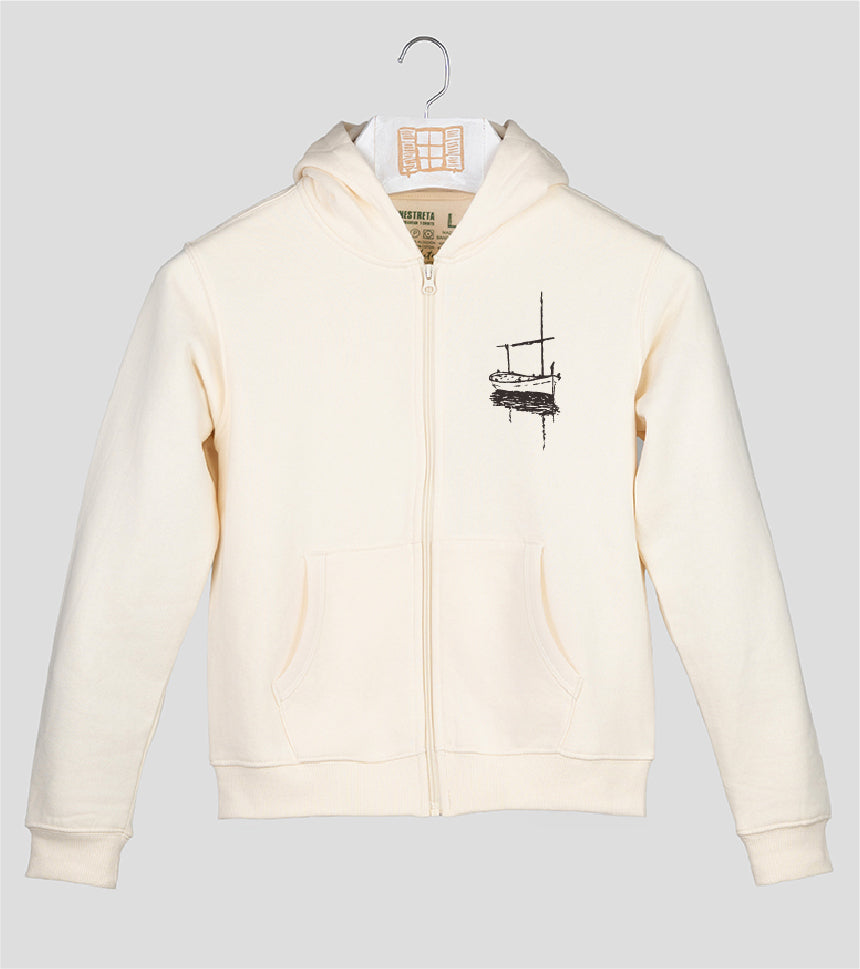 Sudadera cremallera Niño Besitos - crudo