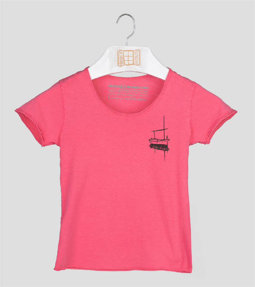 Camiseta manga corta Niña Besitos - fucsia