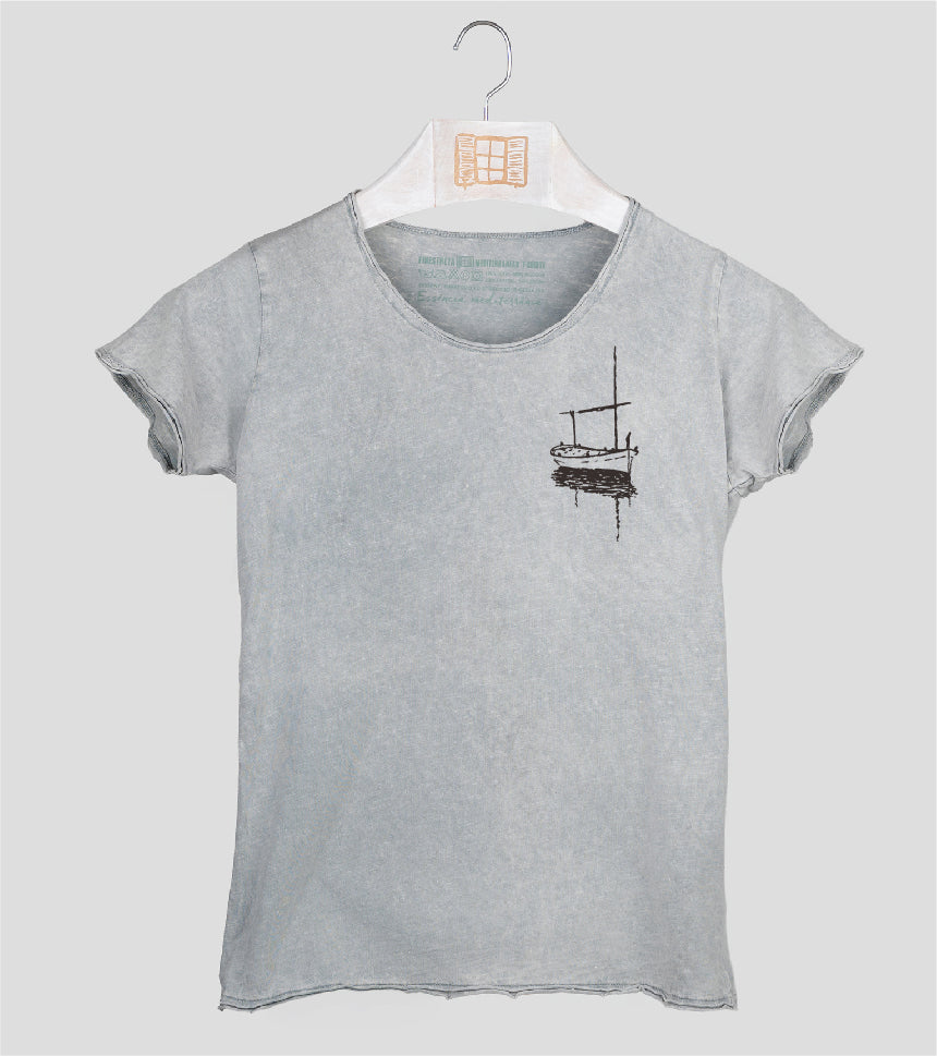 Camiseta manga corta Mujer Besitos - gris