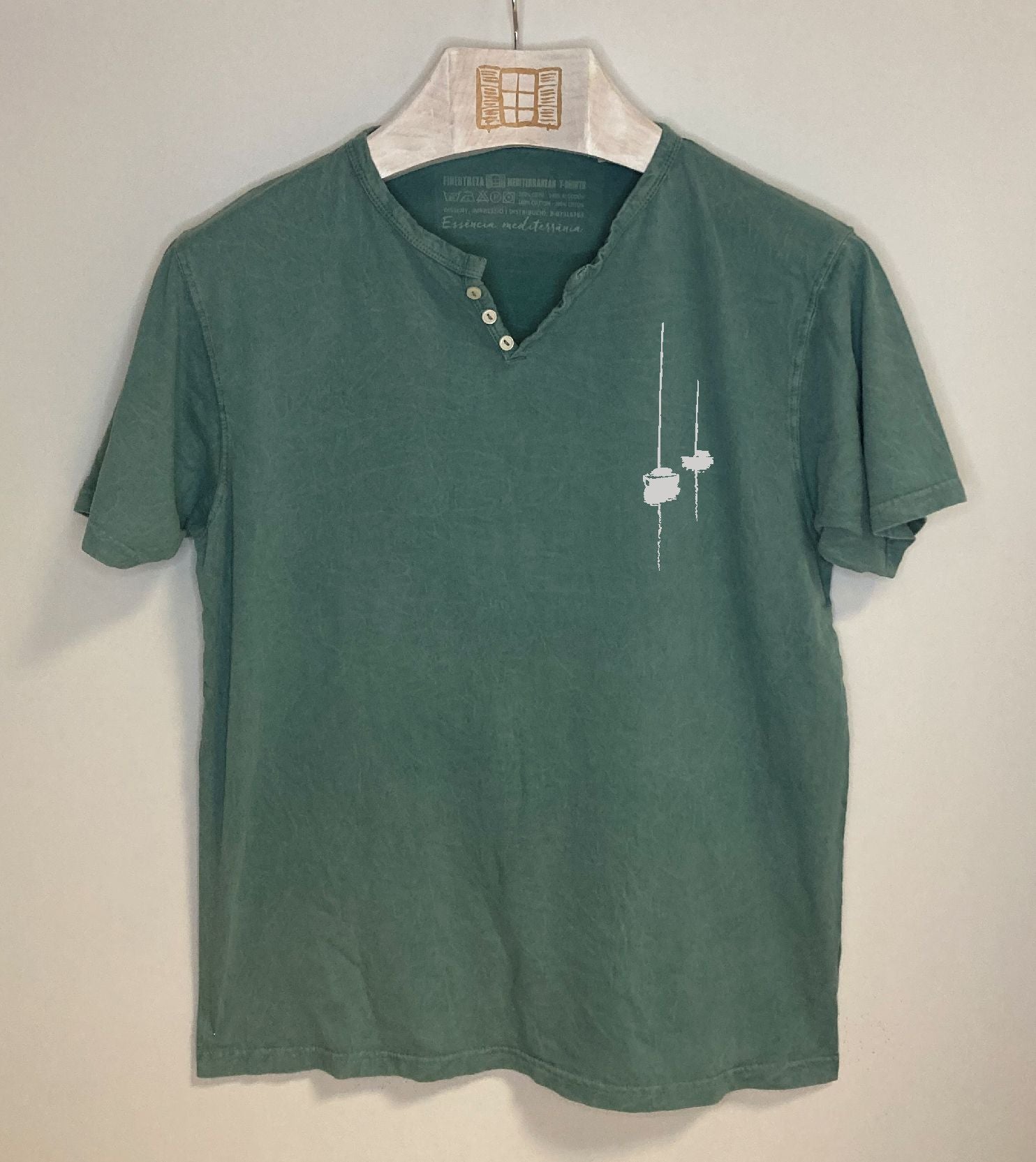 Camiseta cuello botones Dragon - esmeralda