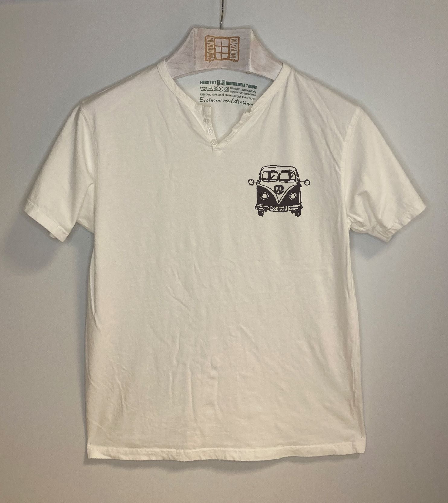 Camiseta cuello botones Petitafurgo - crudo