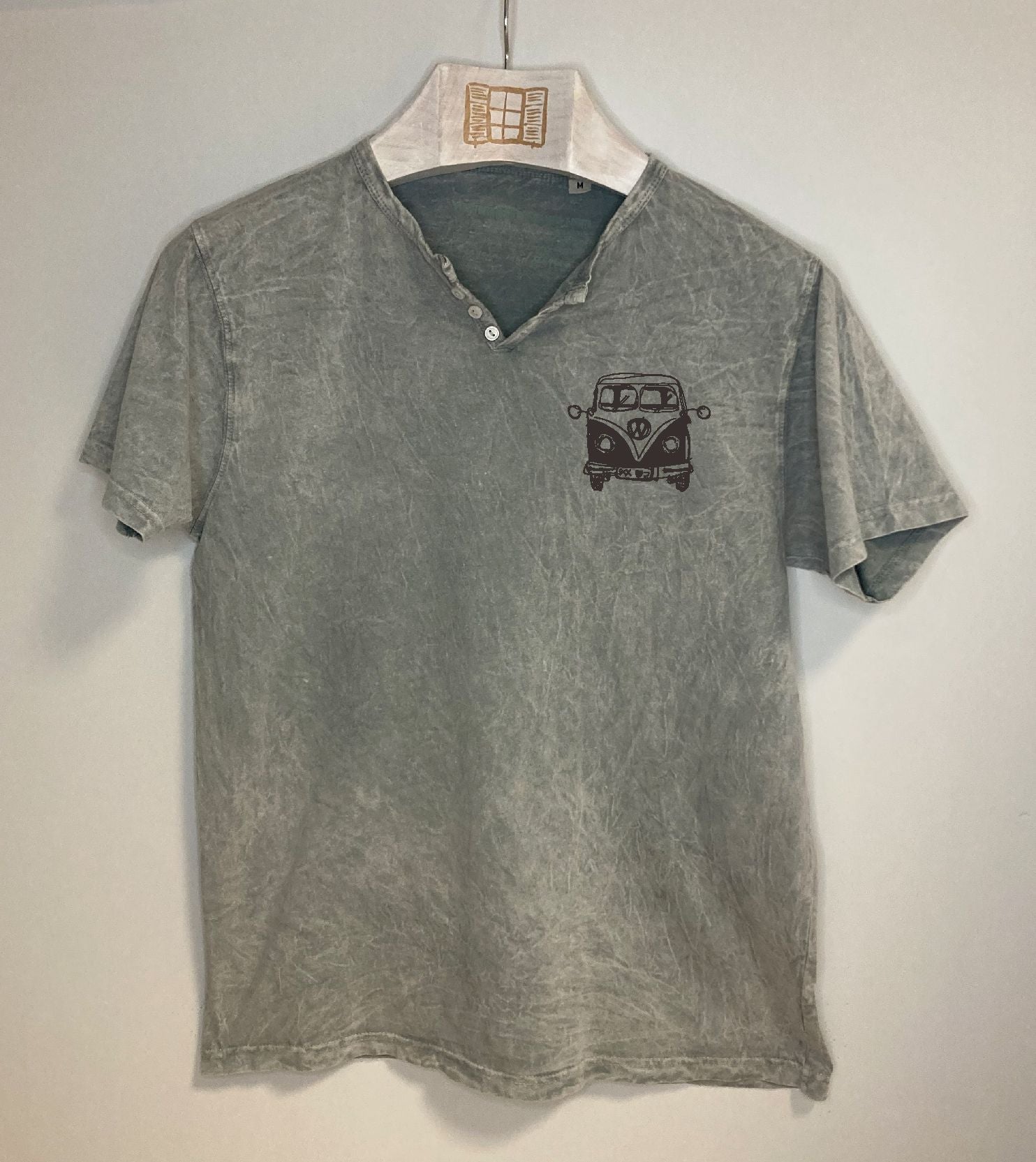 Camiseta cuello botones Petitafurgo - gris