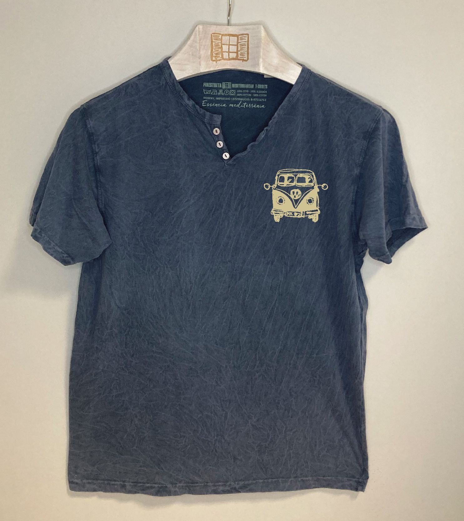 Camiseta cuello botones Petitafurgo - indigo