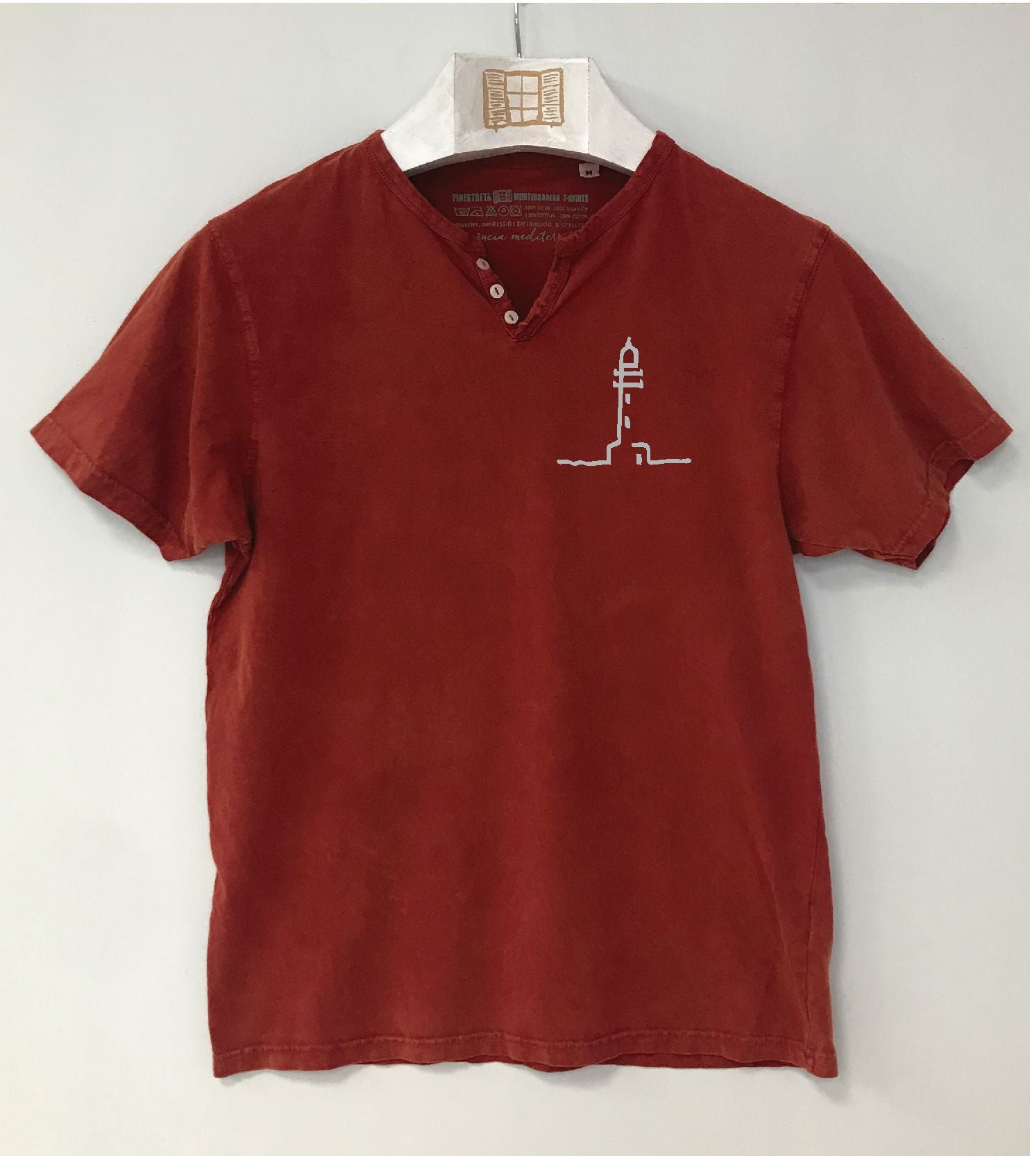 Camiseta cuello botones Finestretes - arcilla