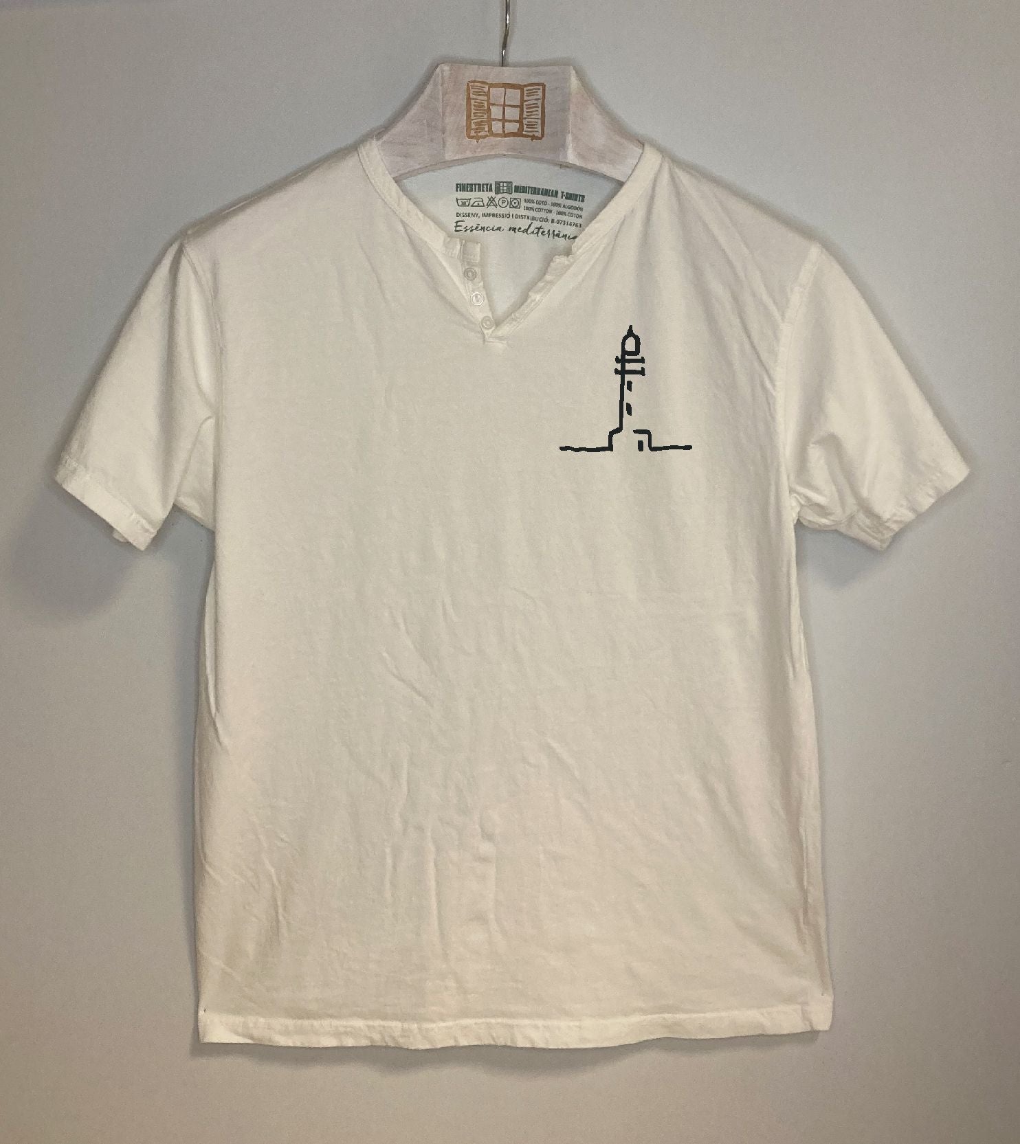 Camiseta cuello botones Finestretes - crudo