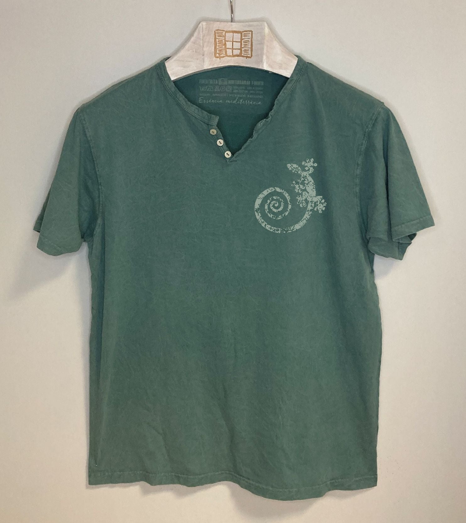 Camiseta cuello botones Cargolat - esmeralda