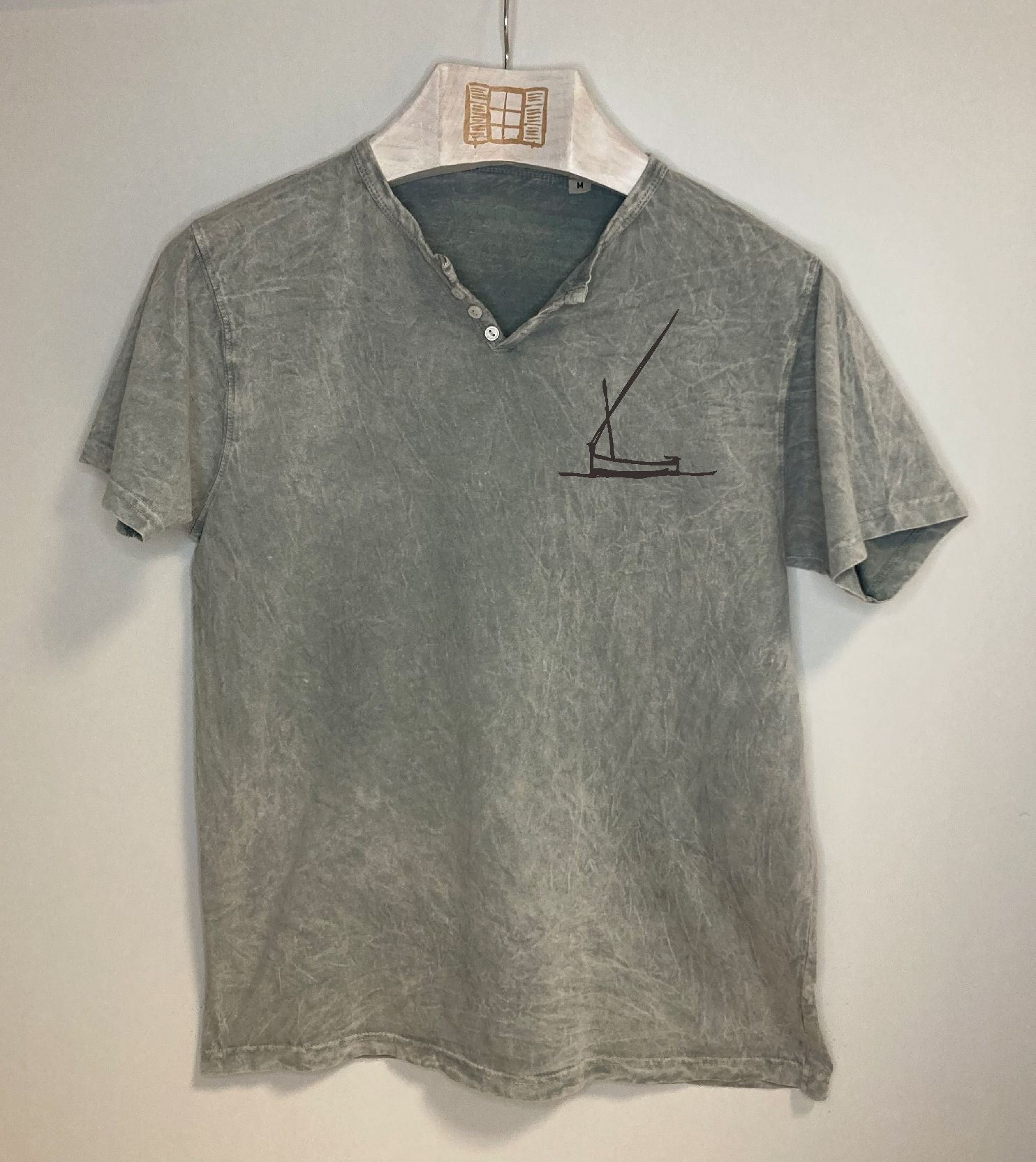 Camiseta cuello botones Redossa - gris