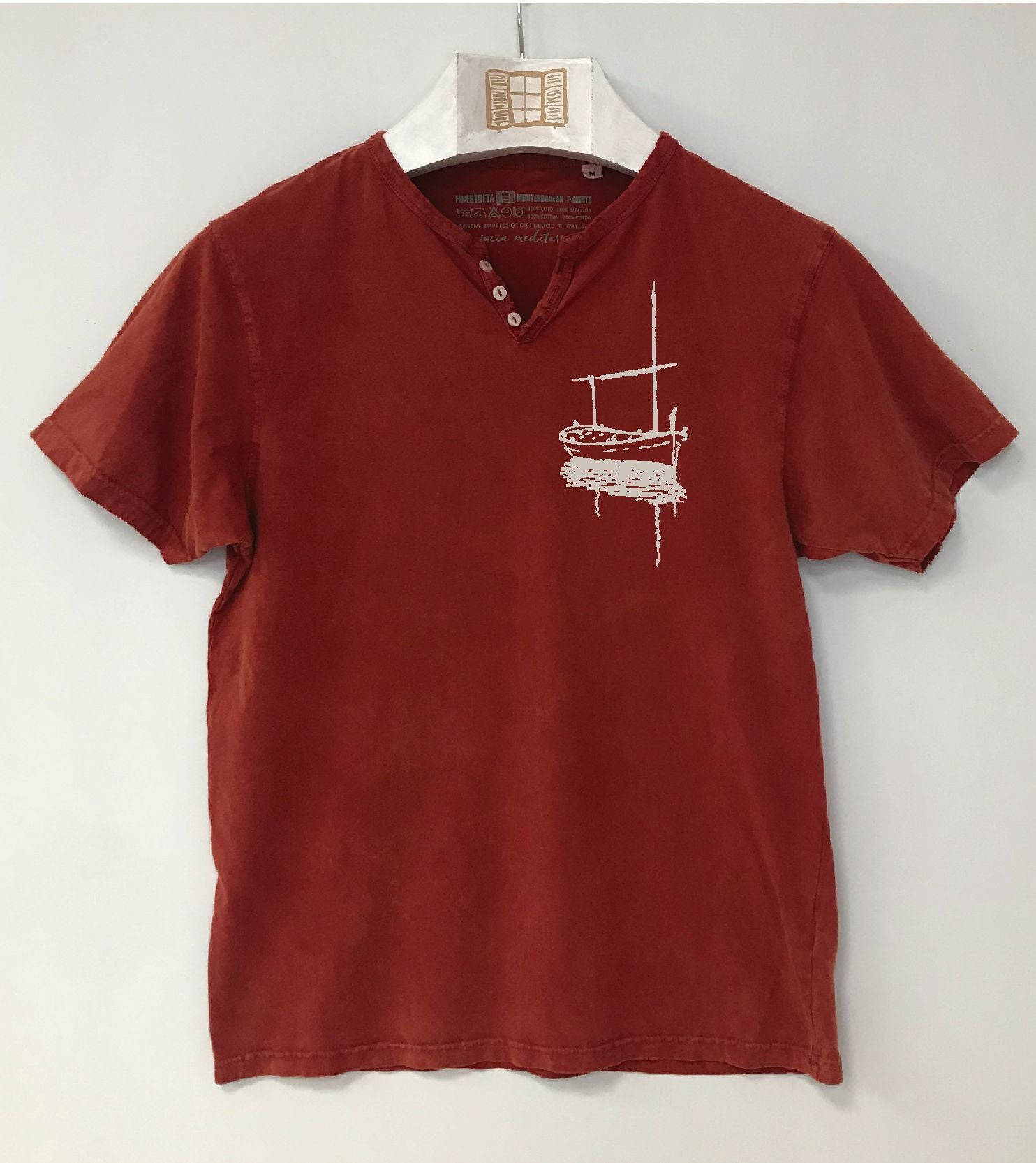 Camiseta cuello botones Besitos - arcilla