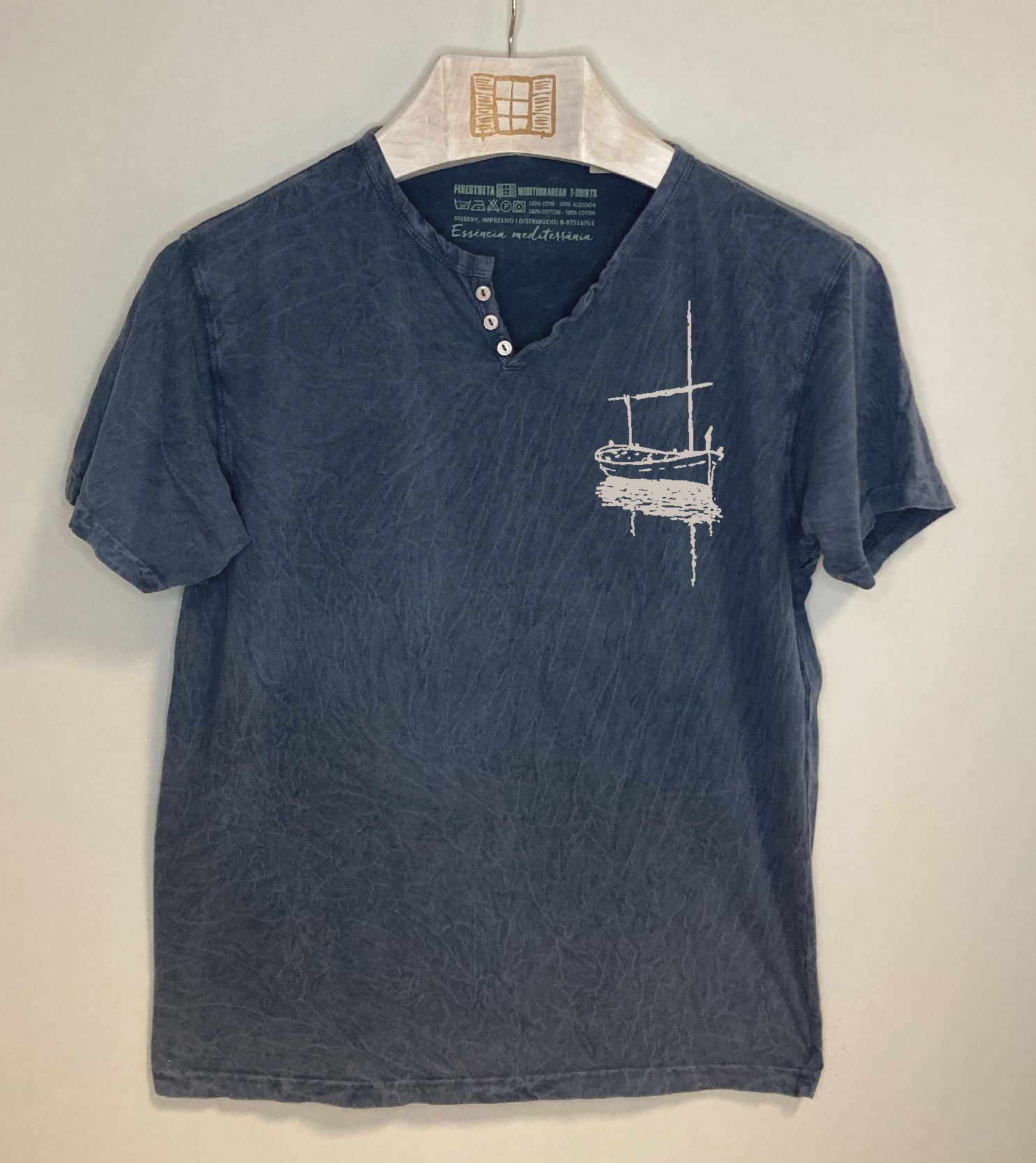 Camiseta cuello botones Besitos - indigo