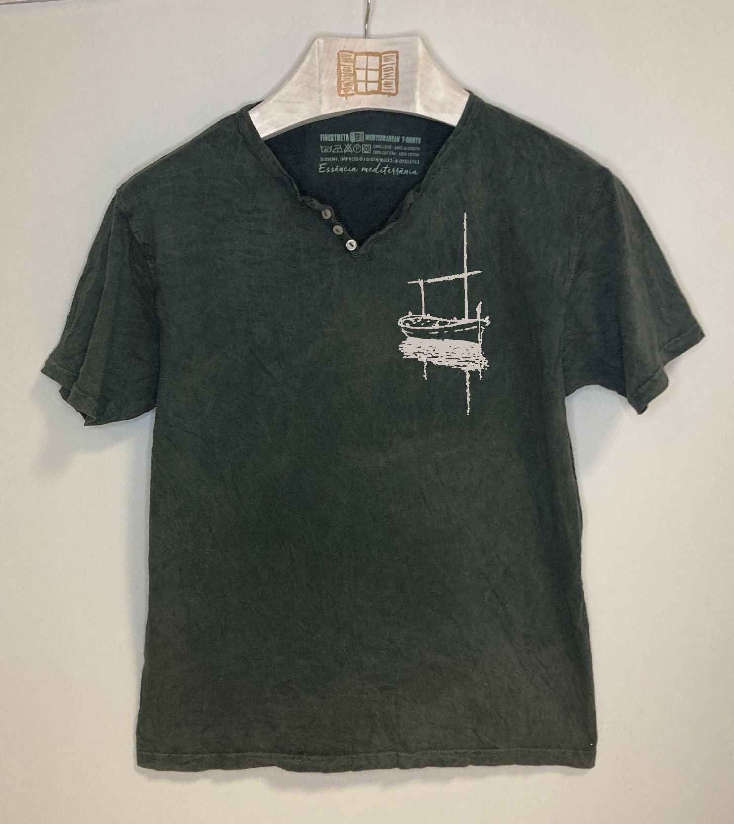 Camiseta cuello botones Besitos - marengo