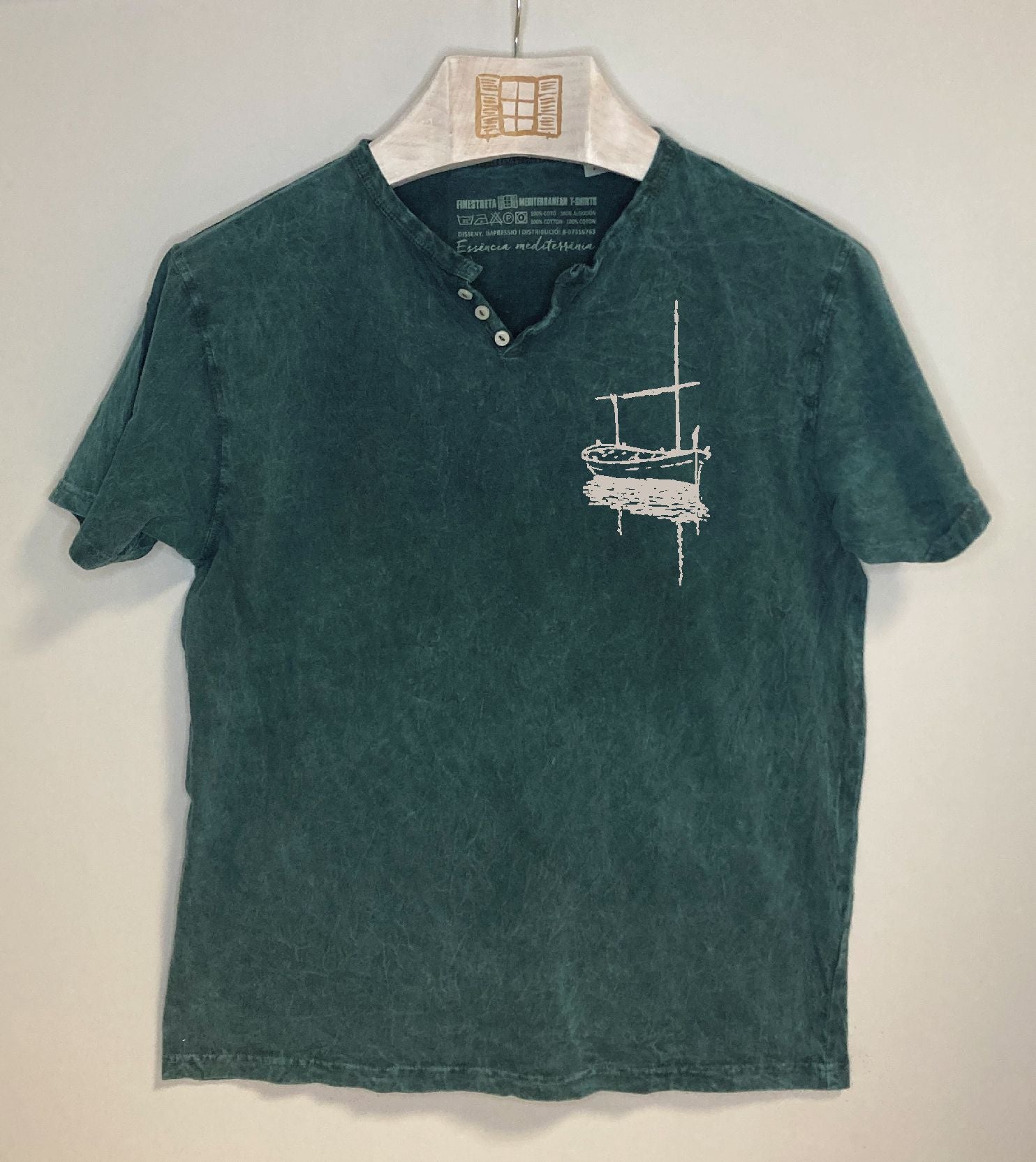 Camiseta cuello botones Besitos - plomo