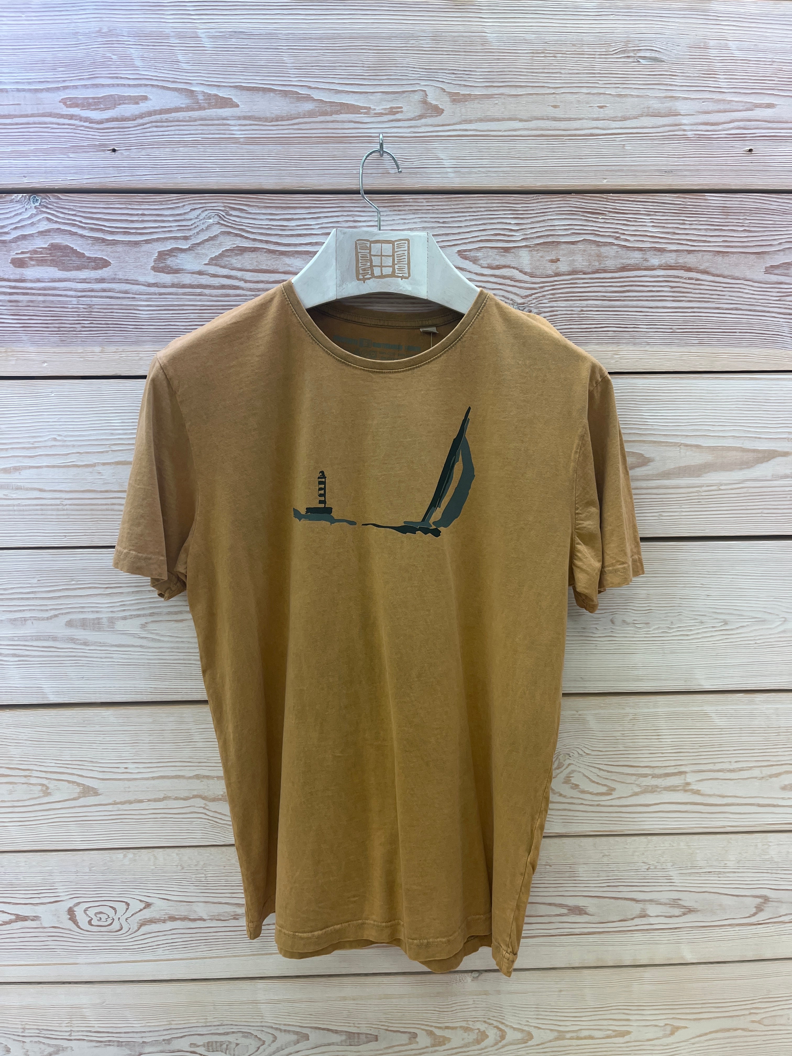 Camiseta manga corta Hombre Outlet talla XL color Mostaza