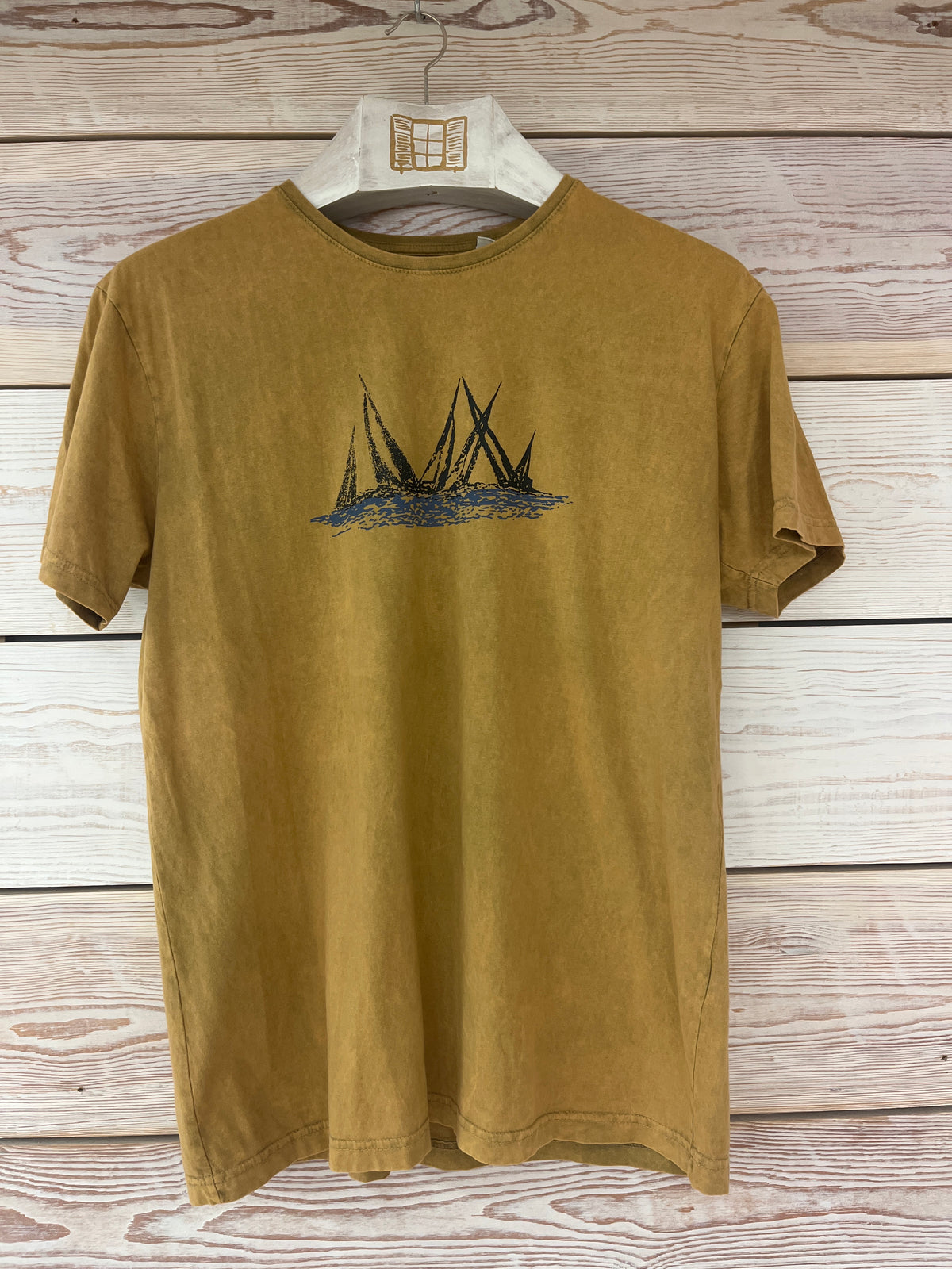 Camiseta manga corta Hombre Outlet talla L color Mostaza
