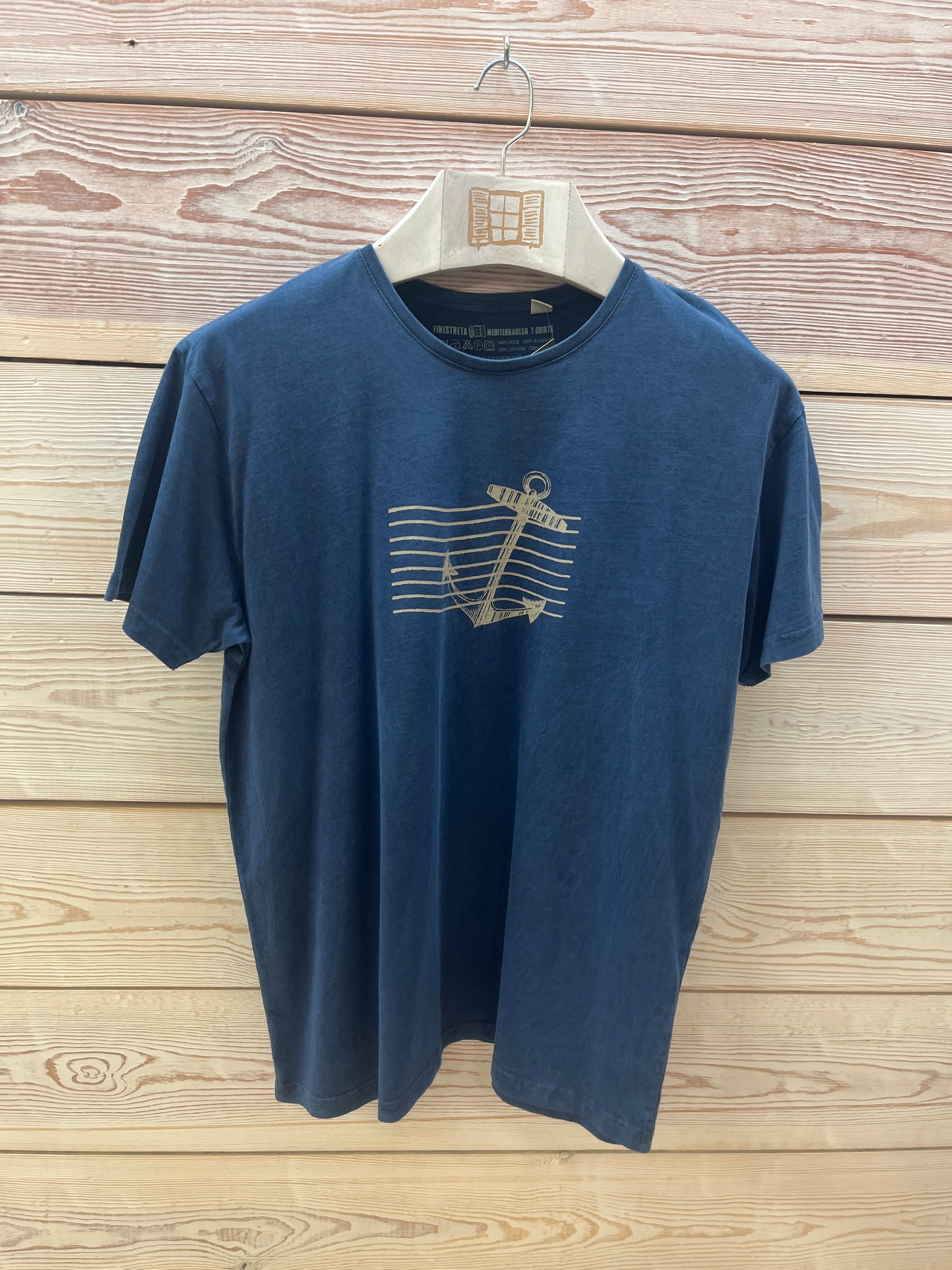 Camiseta manga corta Hombre Outlet talla L color Azul marino