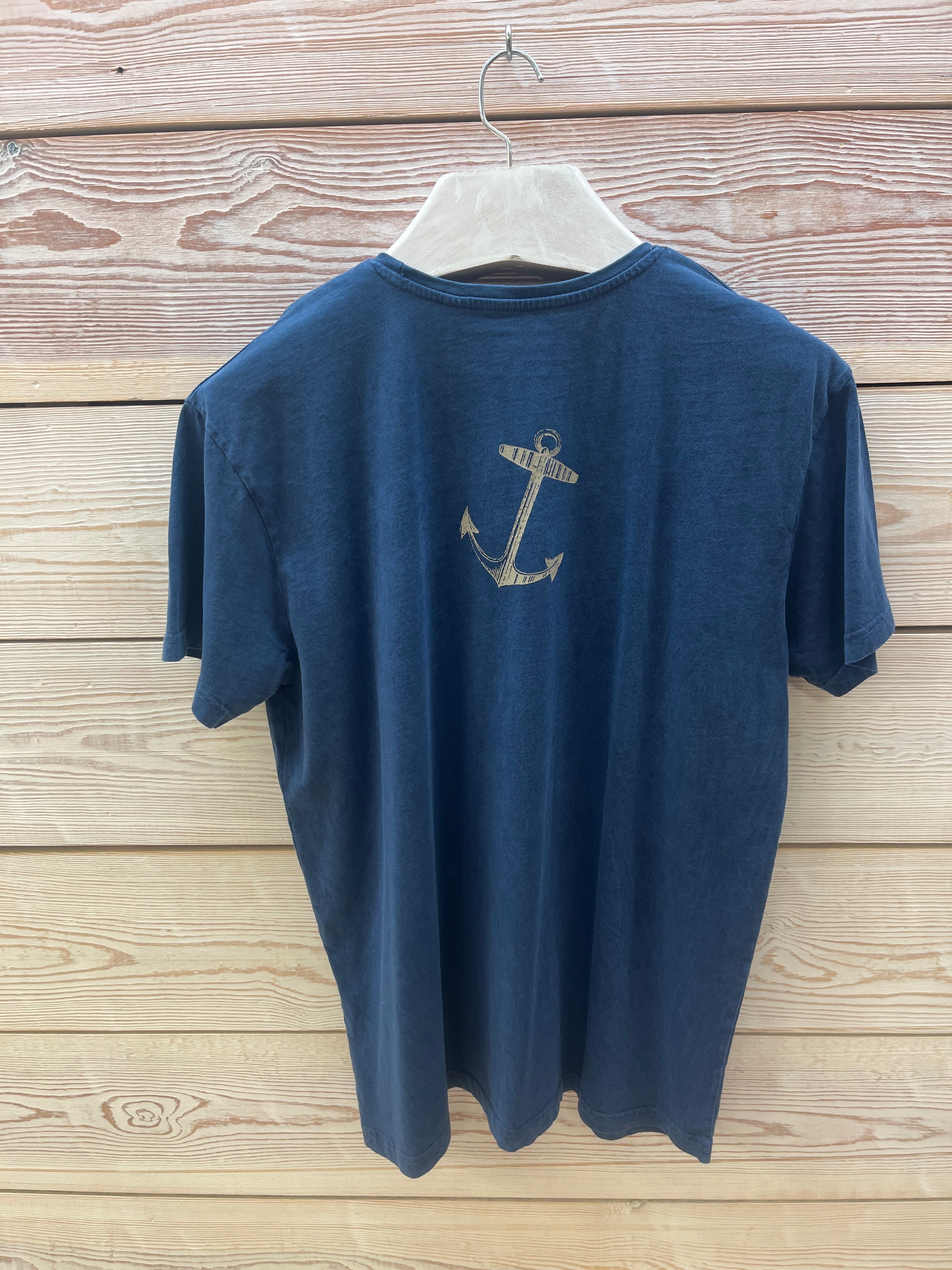 Camiseta manga corta Hombre Outlet talla L color Azul marino
